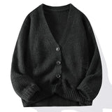 Riolio Autumn and Winter New Men's Cardigan V-neck Fashion Sweater with Thick Long Sleeves Outside Men's Comfortable Warm Sweater