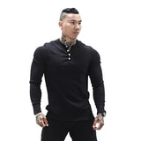 Riolio New Man Fashion T Shirt Casual Fashion Plain Color Long sleeve High Quality Slim Polo Shirt Men Gym Fitness T-shirt