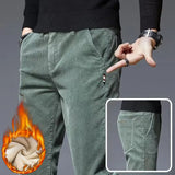 Riolio  Autumn and Winter Corduroy Pants Men's Elastic Casual Pants Slim Straight Corduroy Plus Velvet Men's Trousers Trend y2k pants