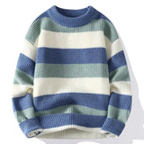 Riolio Men's Striped Sweater O-Neck Casual Knit Pullovers Fashion Long Sleeve Knitted Sweater Men Autumn Winter Warm Y2K Knitwear Tops