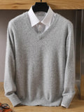 Riolio 2024 NEW Men's Cashmere Sweater V-Neck Pullovers Knit Large Size Winter New Tops Long Sleeve High-End Jumpers