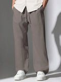 Mens Corduroy Pants With Drawstring Waist Loose Fit Casual Trousers
