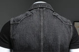 Riolio High-end Heavy Motorcycle Retro Fashion Handsome with Trend Black Gradient Male Denim Vest Sleeveless Vest  S-6XL