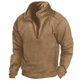Riolio  Men's New Arrival Stand Collar Half Zip Long Sleeve Tactical Hoodie Pullover Sports Polo Shirt