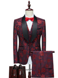 Riolio  Luxurious Patterned Suit Set 3 Pieces For Men High Quality Man Suits Wedding Groom Sets Plus Size Long Sleeved Tuxedo On Sale