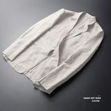 Riolio Man Blazer Thin Linen Blazer Mens Summer White Single Suit For Men Cotton Sunscreen Blazer Jacket Men Slim Fit Casual New