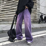 Riolio Purple Jeans for Men Spring and Autumn Straight Loose Trousers Oversize Casual Wide Leg Pants High Street Fashion Male Clothing