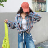 Riolio Colorful Plaid Shirt Men Fashion Vintage Shirt Men Streetwear Loose Long Sleeved Shirt Mens Oversized Casual Shirts M-2XL