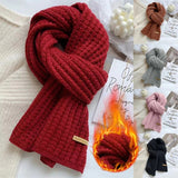 Riolio Korean Scarves For Women Men In Autumn And Winter Thickened Thermal Knitted Scarf Unisex Scarf Long Size Warmer Scarves Gifts