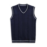 Riolio  European American Sleeveless Sweater Autumn Winter New Style Men's Youth Vest Knitwear Sleeveless Cardigan V Neck Pullover Top