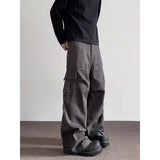 Riolio Summer American Vintage High Waisted Khaki Jeans Men's Casual Grunge High Street 2000s Pants Y2K Wide Leg Washed Denim Trouser