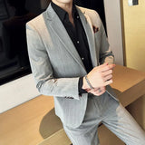Riolio  S-7XL Blazer Vest Pants High-end Brand Plaid Retro Business Suit Groom Wedding Party Slim Suit Fashion British Style Performance