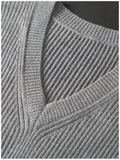Riolio New Popular Preppy Style Men Sweater Vest Casual Knitted Streetwear Solid Color V Neck Waistcoat Leisure High Quality Knitwear