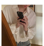 Riolio Korean Version Solid Color Elastic Fashionable Top Men Solid Color Free Long-sleeved Shirt for Autumn New High-end Trendy Shirt