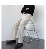 Riolio New Men White Straight Pants Fashion Korean Loose Suit Trousers Casual Draped Baggy White Wide Pant Male Streetwear