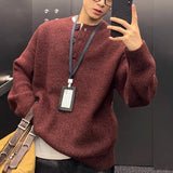 Riolio  Men's Knitted Henry Sweater Light Luxury Solid Color Long Sleeve Pullover Japanese Vintage Autumn Premium Quality Knitwear M-3XL