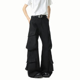 Riolio  Men Loose Fit Cargo Pants Workwear Trousers Multi Pocket Outdoor Casual Joggers Streetwear Hip Hop Drop Crotch Trousers for Men