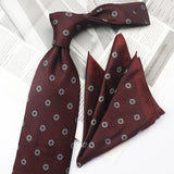 Riolio  2PCS Neck Tie Set Casual Floral Printed Neckties Oversized 9cm Luxury Striped Silky Neck Ties For Men Pocket Square Groom Hanky