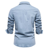 Riolio Autumn New Cotton Men's Denim Shirt Solid Color Single Pocket Casual Long Sleeve Shirt Autumn Jeans Shirt for Men