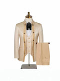 Riolio  Jacquard Sets 3-Piece Jacket with Vest Groom's Fashion Suit Male Wedding Attire Men's Wedding Tuxedo