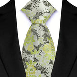 Riolio  Luxury 8CM Mens Necktie Green Color Floral Paisley Ties For Man Groom Jacquard Woven Neck Tie For Business Wedding Party