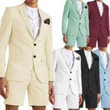 Riolio  Men's Slim Fit 2-Piece Suit Set with Notched Lapel Blazer And Shorts Tuxedo Fashion Summer Wedding Sports