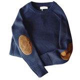 Riolio  Men's Harajuku Pullover Sweater Patch Designs Knitted Sweatshirt Hip Hop Round Neck Pure Colour Causal Pullovers Men's Clothing