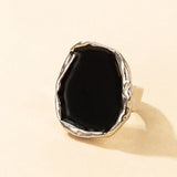 Riolio Fashion Vintage Men Vintage Ring Enamel Rings Punk Classic Black Drip Imitation Black Stones Male Enamel Ring Luxury Jewelry