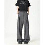 Riolio  Grey Black Suit Pants Men Fashion Society Mens Dress Pants Korean Loose Casual Straight Pants Mens Office Formal Trousers M-3XL