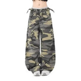 Riolio Men Camouflage Pants American Style Vintage Loose Straight-Leg Bell Bottoms High Street Punk Casual Loose-fit Long Pants Niche