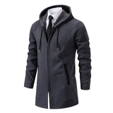 Riolio Men's Winter Padded Jacket Thick Fleece Long Jackets Coat Knitting Sweaters Hooded Zipper Cardigan Male Overcoat