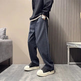 Riolio  Plaid Pants Men Loose Straight Pants Men Trendy and Fashionable Versatile Thin Sweatpants Men
