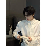 Riolio Spring New Niche Shirt Deconstructed Stand Collar Long-sleeved Shirt Men's Mature Elegant Youth Design Feel Loose Casual Blouse