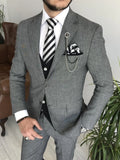 Riolio  Daily Grey Business Suit Set 3 Pieces Blazer Vest Pants For Men,Notched Lapel Tuxedo Wedding Prom Wear,Customized Men's Suits