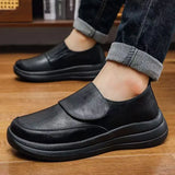 Riolio  Man Pu Leather Big Size Low Top Slip On Casual Shoes Spring Autumn New Lightweight Non Slip Work Shoes Soft Sole Elderly Shoes
