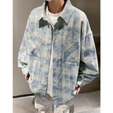 Riolio  Tie-dye Plaid Long-sleeved Shirt New Loose Large Size Youth Casual Shirt Jacket