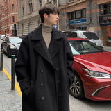 Riolio Winter High Quality Woolen Trench Coats Men Korean Style Luxury Male Casual Trenchcoat Men's Streetwear Gray/Khaki/Black