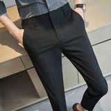 Riolio Summer New Men's Clothing Fashion Casual Versatile Suit Pants Streetwear New Solid Pocket Trendy Business Slim Straight Trousers