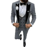 Riolio  Elegant 3 Piece Men's Velvet Tuxedo Suit Slim Fit Peak Lapel Blazer Vest And Pant Set for Business Wedding And Party