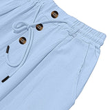 Riolio  Men's High Waist Linen Wide Leg Pants with Button Detail Elastic Drawstring Casual Trousers for Men