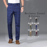 Riolio  Luxury Brand Men's Stripe Plaid Casual Pants Men Army Green Four Seasons High Quality Business Trousers Men's Slim Straight Pant