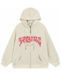 Riolio Autumn Men's Goth Corduroy Zip Up Hoodies Hip Hop Fashion Foam Print Jacket Women's Y2K Vintage Streetwear Hoody Sweatshirts