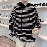 Riolio Winter Striped Hooded Knitted Sweater For Men Y2K Vintage Knitwear Pull Homme Korean Fashion Streetwear Pullovers sweaters man