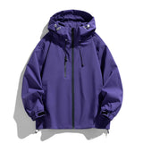 Riolio Casual Solid Color Men's Jacket Hooded Couple Outfit Unisex Outdoor Sports Hiking Jacket High Quality Men's Hiking Casual Top