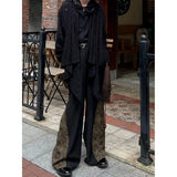 Riolio  Autumn Winter New Fashion High Waist Button Bell-bottoms Men's Clothing Pockets Japanese Style Contrast Color Trend Casual Pants