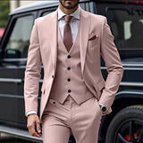 Riolio  3 Pieces Blazer Vest Pant New Solid Suits for Men Slim Fit Groom Wedding Suits Tuxedo Best Man Fashion Marriage