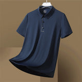 Riolio Lightweight Polo Shirt Lapel Button Jogging Tops Summer Men's Solid Color Tshirts New Men Casual Streetwear Short Sleeve Shirts