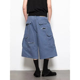 Riolio  Summer Women's Broken Hole Suture Patch Shorts Female High Waist Wide Leg Half Pants Streetwear Unisex Knee Length Trousers