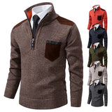 Riolio Pullover Men Sweater Cashmere Thick Polo Shirts Korean Half Zipper Cold Blouse Stand Collar Autumn Winter Outerwear Luxury Cloth