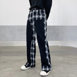 Riolio 2024 Fashion Elegant Plaid Splicing Design Casual Pants Men's Trendy High Street Original Straight Tube Trousers